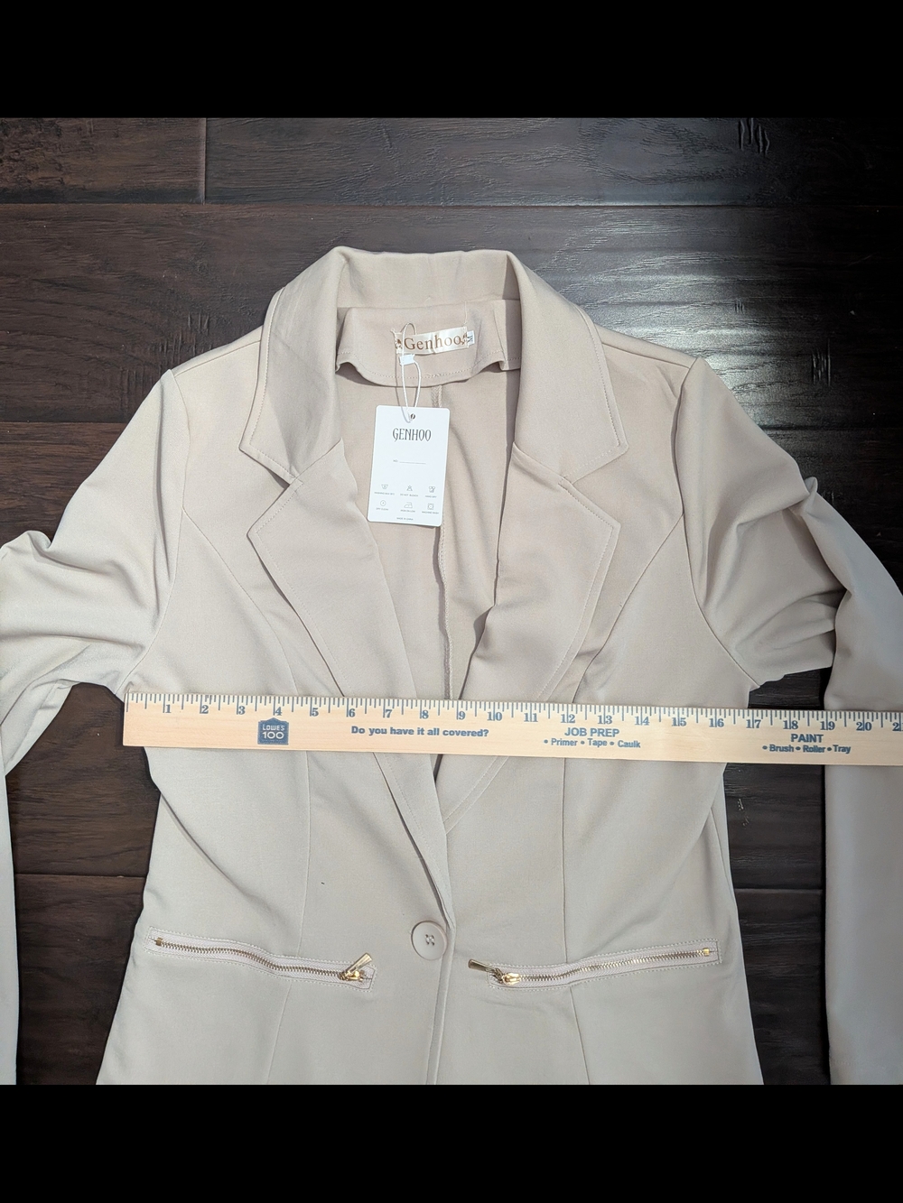 Women's Beige Single-Button Blazer Jacket - Picture 12 of 15